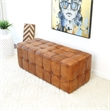 Bumble Mid-Century Modern Rectangular Genuine Leather Upholstered Bench in Tan
