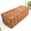 Bumble Mid-Century Modern Rectangular Genuine Leather Upholstered Bench in Tan