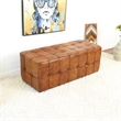 Bumble Mid-Century Modern Rectangular Genuine Leather Upholstered Bench in Tan
