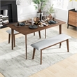 Abel Modern Solid Wood Walnut Kitchen & Dining Room 3 Piece Furniture Set