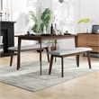 Abel Modern Solid Wood Walnut Kitchen & Dining Room 3 Piece Furniture Set