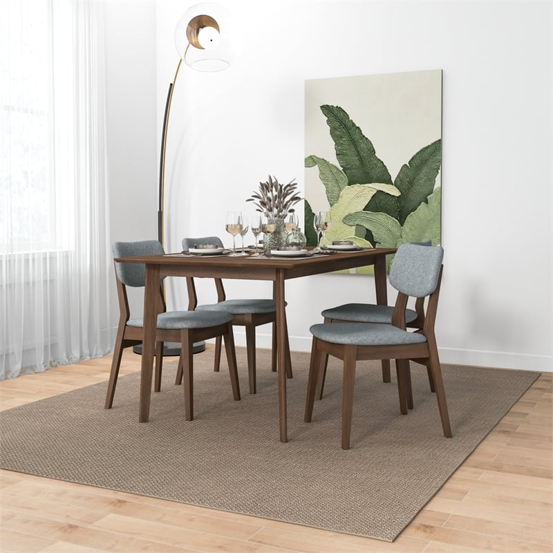 Adam Modern Solid Wood Walnut Dining Room & Kitchen Table and Chair Set of 4