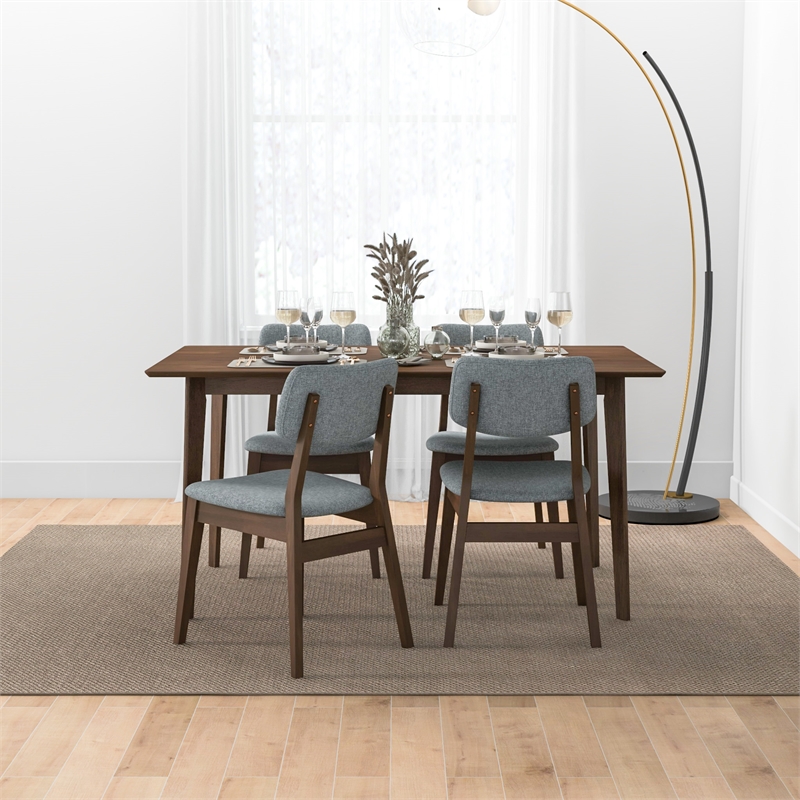 Adam Modern Solid Wood Walnut Dining Room & Kitchen Table and Chair Set of 4