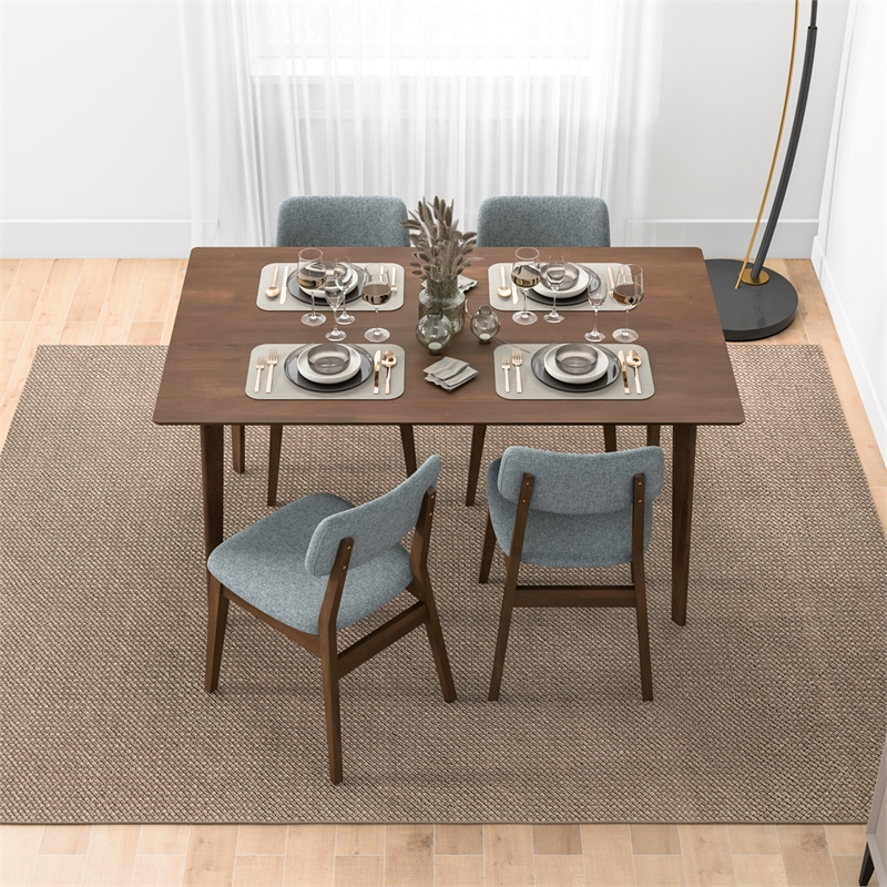 Adam Modern Solid Wood Walnut Dining Room & Kitchen Table and Chair Set of 4