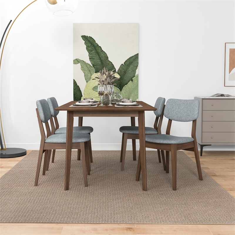 Adam Modern Solid Wood Walnut Dining Room & Kitchen Table and Chair Set of 4