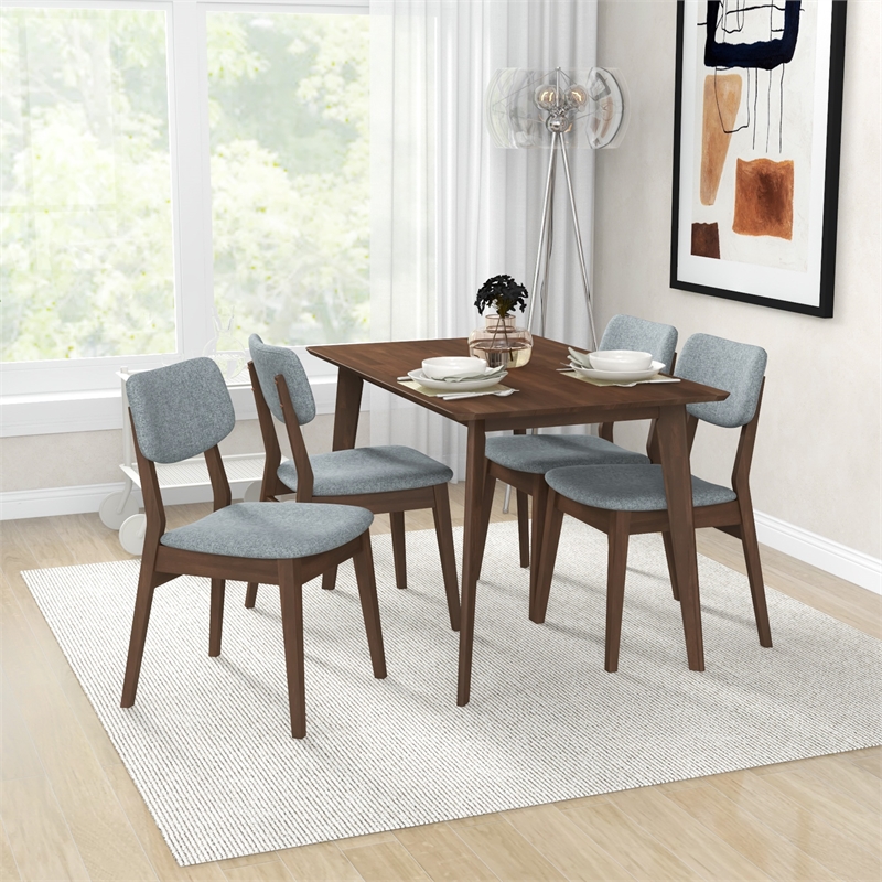 Akira Modern Solid Wood Walnut Kitchen & Dining Room Table and Chairs for 4