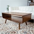 Connor Mid-Century Modern Rectangular Solid Wood Coffee Table in Brown