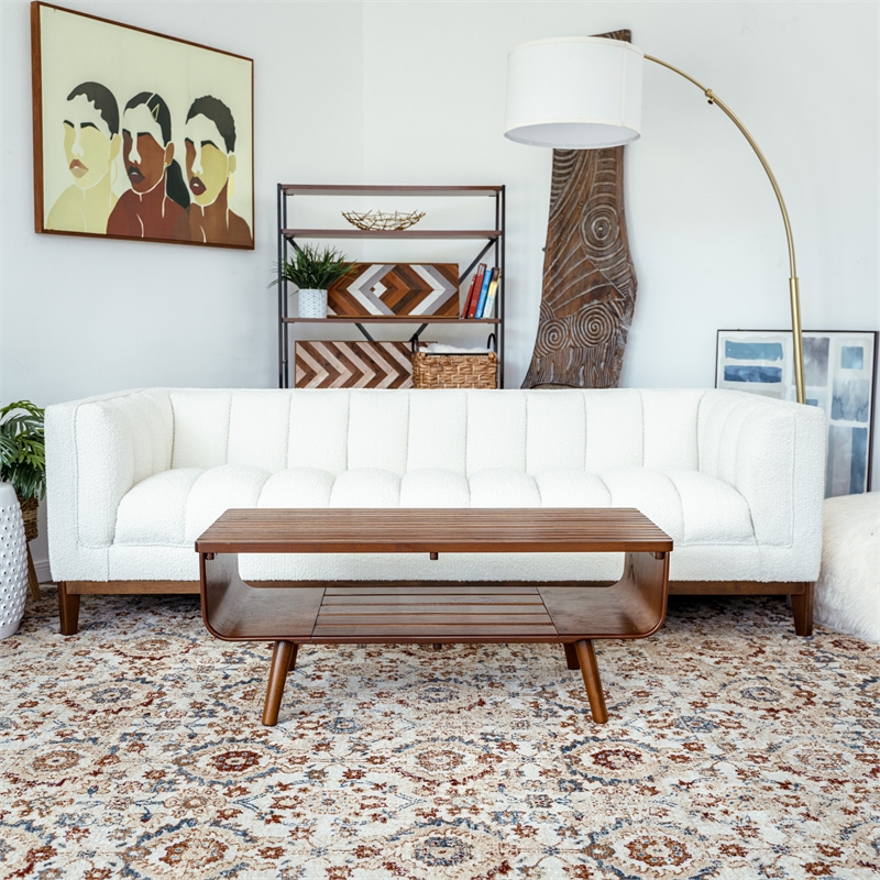 Connor Mid-Century Modern Rectangular Solid Wood Coffee Table in Brown