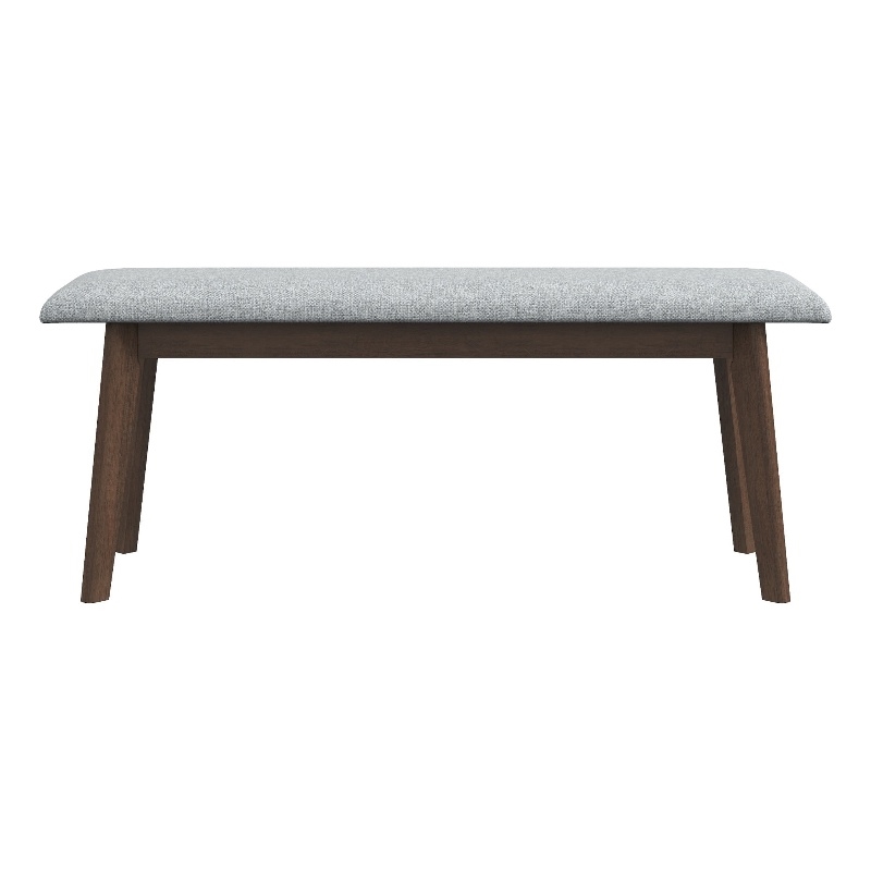 Aria Mid-Century Modern Design Large Fabric Upholstered Dining Bench in Gray
