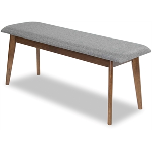 aria mid-century modern design small fabric upholstered dining bench