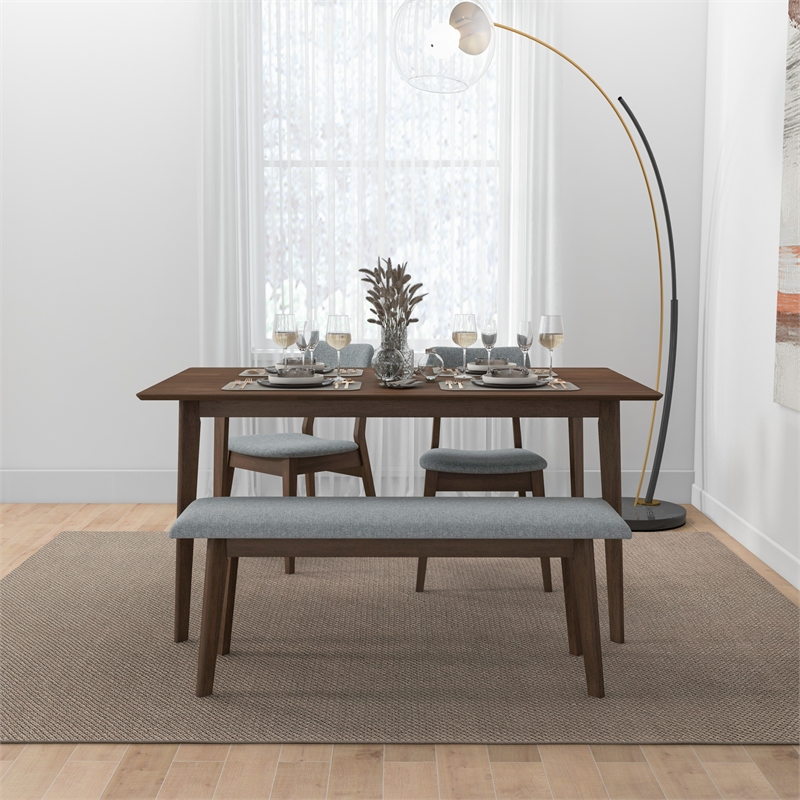 Aria Mid-Century Modern Design Small Fabric Upholstered Dining Bench - Thumbnail 2