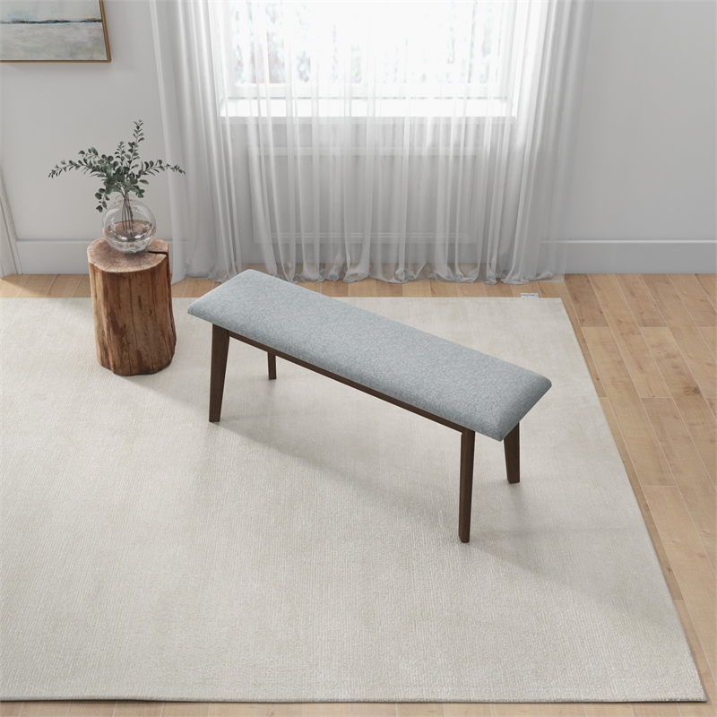 Aria Mid-Century Modern Design Small Fabric Upholstered Dining Bench in Gray