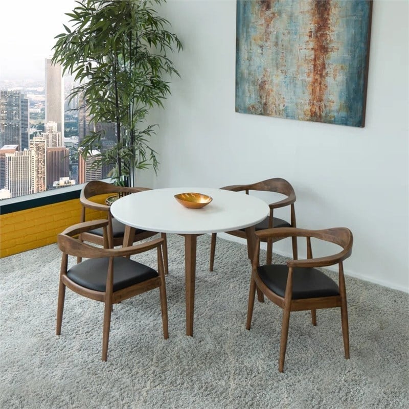 Charlotte Mid Century Modern Whitetop Dining Room&Kitchen Set for 4