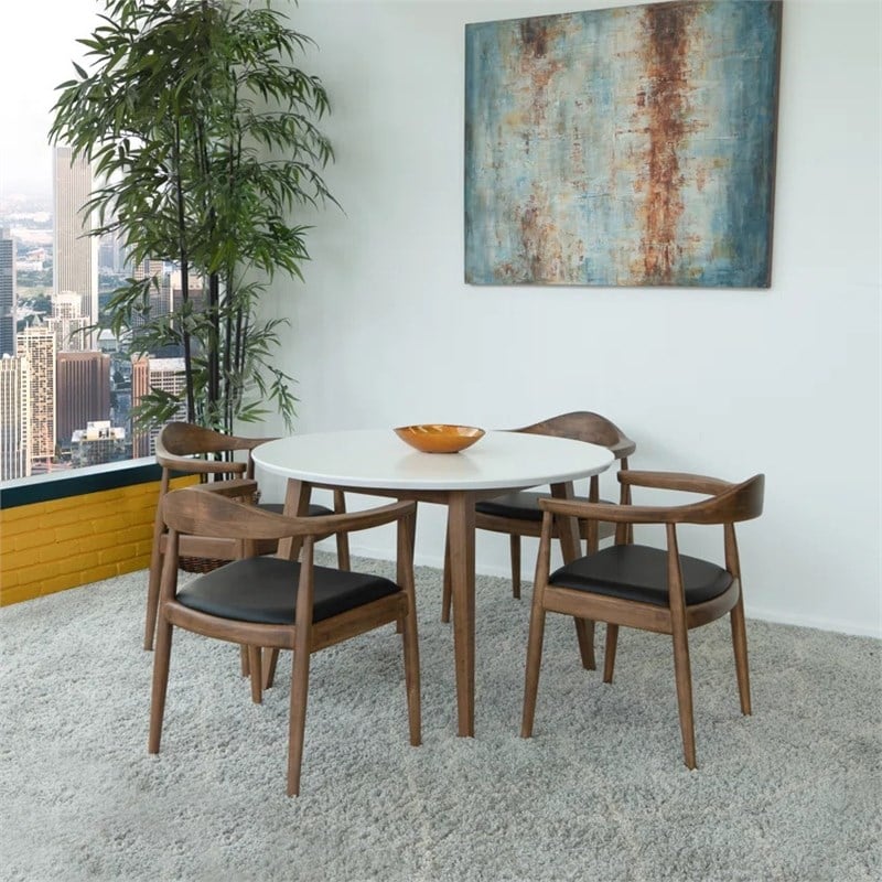 Charlotte Mid Century Modern Whitetop Dining Room&Kitchen Set for 4