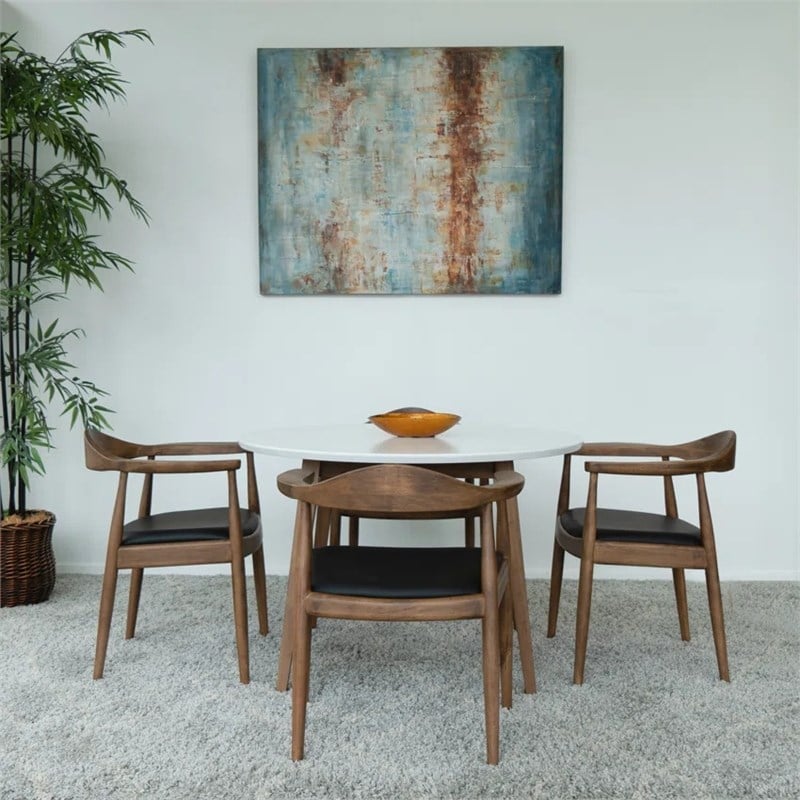 Charlotte Mid Century Modern Whitetop Dining Room&Kitchen Set for 4