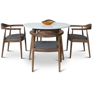 Eva Modern Solid Wood Walnut Dining Room & Kitchen Table and Chair Set of 4