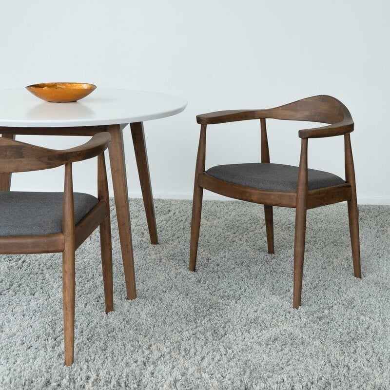 Eva Modern Solid Wood Walnut Dining Room & Kitchen Table and Chair Set of 4