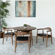 5-Piece Ellen Mid-Century Dining Set Solid Wood Walnut Table and Black Chairs