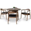 5-Piece Ellen Mid-Century Dining Set Solid Wood Walnut Table and Black Chairs