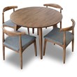 Eris Modern Solid Wood Walnut Dining Room & Kitchen Table and Chairs for 4