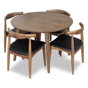 Ezra Modern Solid Wood Walnut Dining Room & Kitchen Table and Chair Set of 4