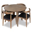 Ezra Modern Solid Wood Walnut Dining Room & Kitchen Table and Chair Set of 4