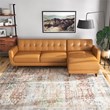 Eldorado Modern Living Room Top Leather Corner Sectional Couch in Cognac Tan