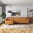 Eldorado Modern Living Room Top Leather Corner Sectional Couch in Cognac Tan