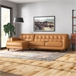 Eldorado Modern Living Room Top Leather Corner Sectional Couch in Cognac Tan