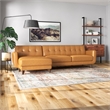 Eldorado Modern Living Room Top Leather Corner Sectional Couch in Cognac Tan