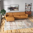 Eldorado Modern Living Room Top Leather Corner Sectional Couch in Cognac Tan