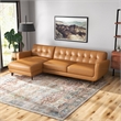 Eldorado Modern Living Room Top Leather Corner Sectional Couch in Cognac Tan
