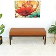 Sumatra Mid-Century Modern Rectangular Genuine Leather Bench in Tan