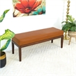 Sumatra Mid-Century Modern Rectangular Genuine Leather Bench in Tan