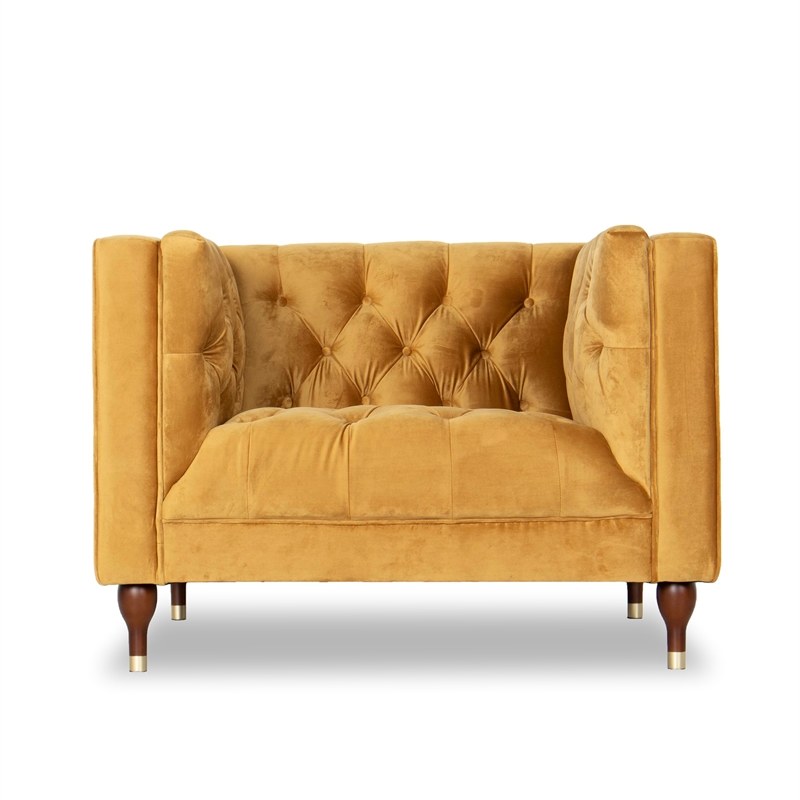 Mid Century Modern Clodine Gold Velvet Accent Chair ASH6589