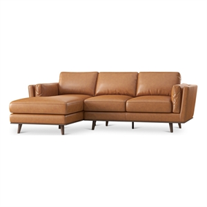Austin Modern Tufted Living Room Top Leather Corner Sectional Sofa in Tan