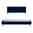 Alice Mid Century Modern Blue Velvet Upholstered King Platform Bed