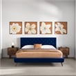 Alice Mid Century Modern Blue Velvet Upholstered King Platform Bed