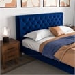 Alice Mid Century Modern Blue Velvet Upholstered King Platform Bed