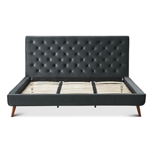 alice mid-century modern velvet upholstered platform bed king size