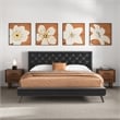 Alice Mid Century Modern Gray Velvet Upholstered King Platform Bed