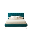Alice Mid Century Modern Turquoise Velvet Upholstered Queen Platform Bed