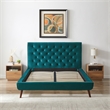 Alice Mid Century Modern Turquoise Velvet Upholstered Queen Platform Bed