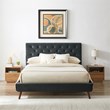 Alice Mid Century Modern Gray Velvet Upholstered Queen Platform Bed