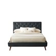 Alice Mid Century Modern Gray Velvet Upholstered Queen Platform Bed