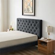 Alice Mid Century Modern Gray Velvet Upholstered Queen Platform Bed