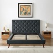 Alice Mid Century Modern Gray Velvet Upholstered Queen Platform Bed