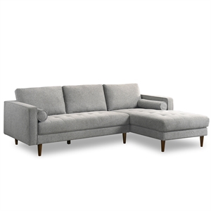 mid century modern demi light gray fabric sectional sofa