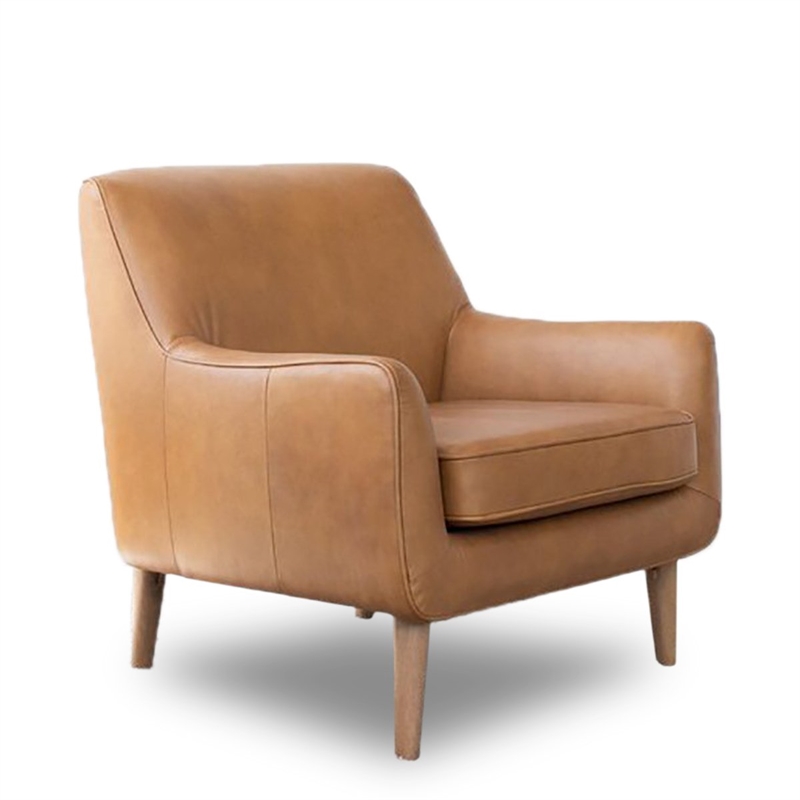 Mid Century Modern Levvon Tan Leather Accent Chair ASH4752