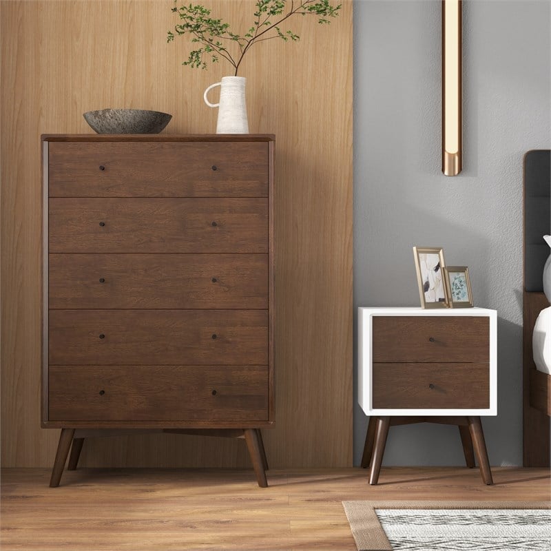 Denver Solid Wood Frame White Nightstand Tables for Bedroom and Livingroom